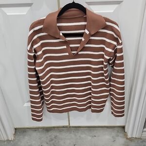 Chic Striped Pullover with Unique Collar